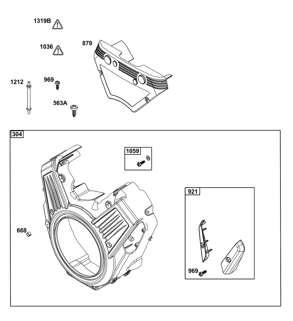 Blower Housing Group Diagram and Parts List for 54E177-0002-J1  Briggs and Stratton Engine